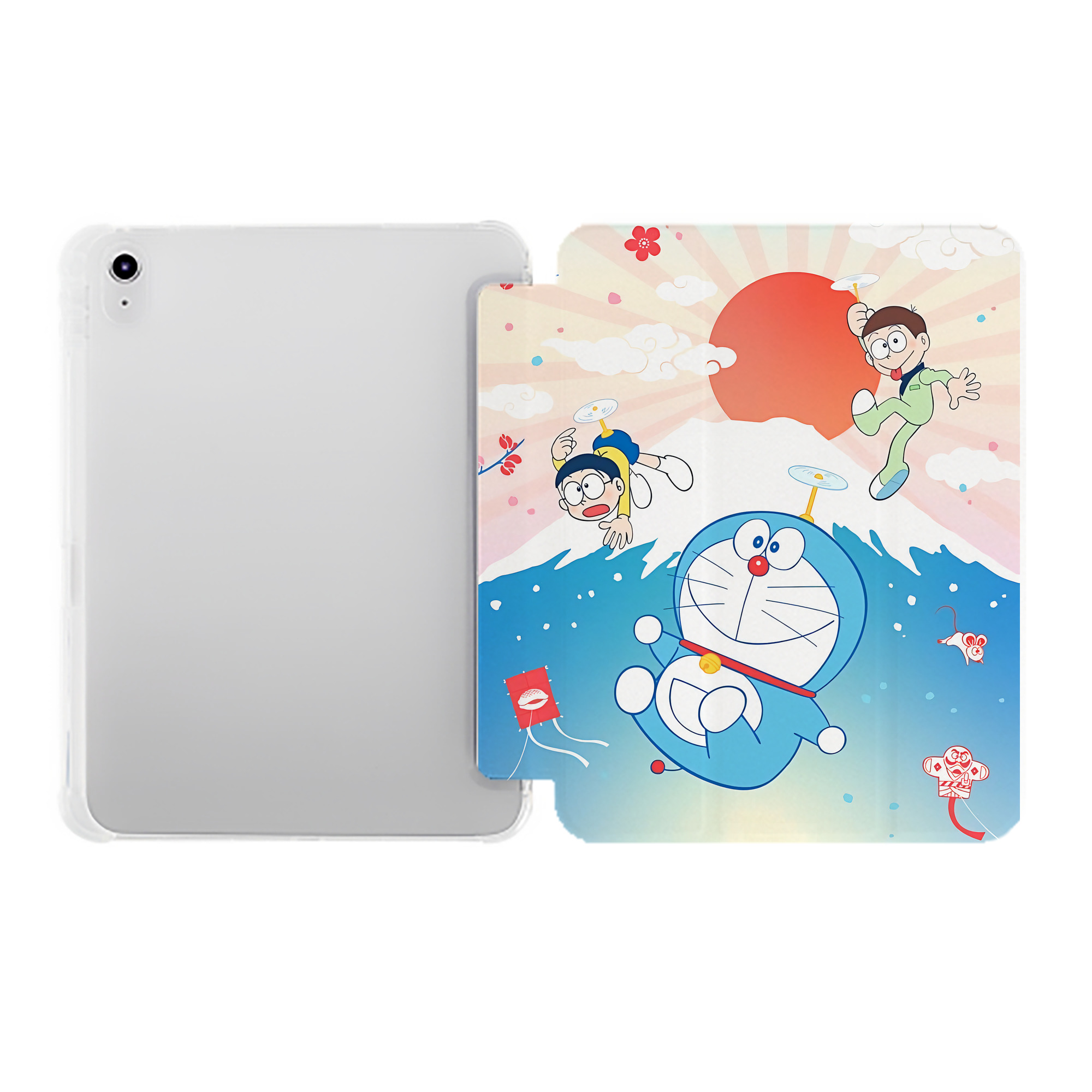 （画像用） ドラえもん Doraemon IPad ケース ペン収納付き 三つ折りスタンド PUレザー×シリコン 対応機種9.5/10.5/10.9インチ